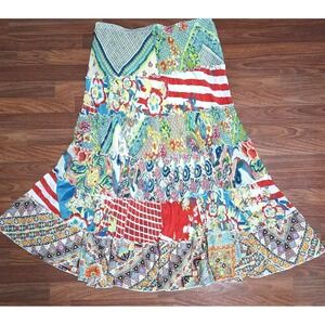 Johnny Was Floral Tiered Boho Maxi Skirt Women's Romantic Cottagecore Indie XL